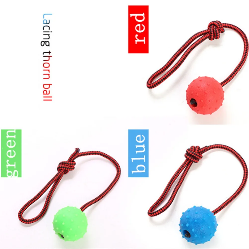 ULTRASOUND PET Dog Chew Training Ball Toys Tooth Cleaning Chew Ball Puppy Pet Play Training Rubber Chewing Toy With Rope Handle