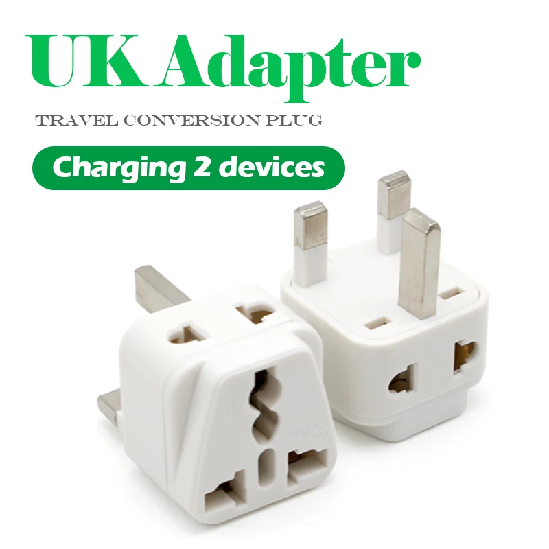 1PC Universal EU US AU to UK 3 Pin AC Power Socket Plug Travel Wall Charger Outlet Adapter Converter Connector UK plug White