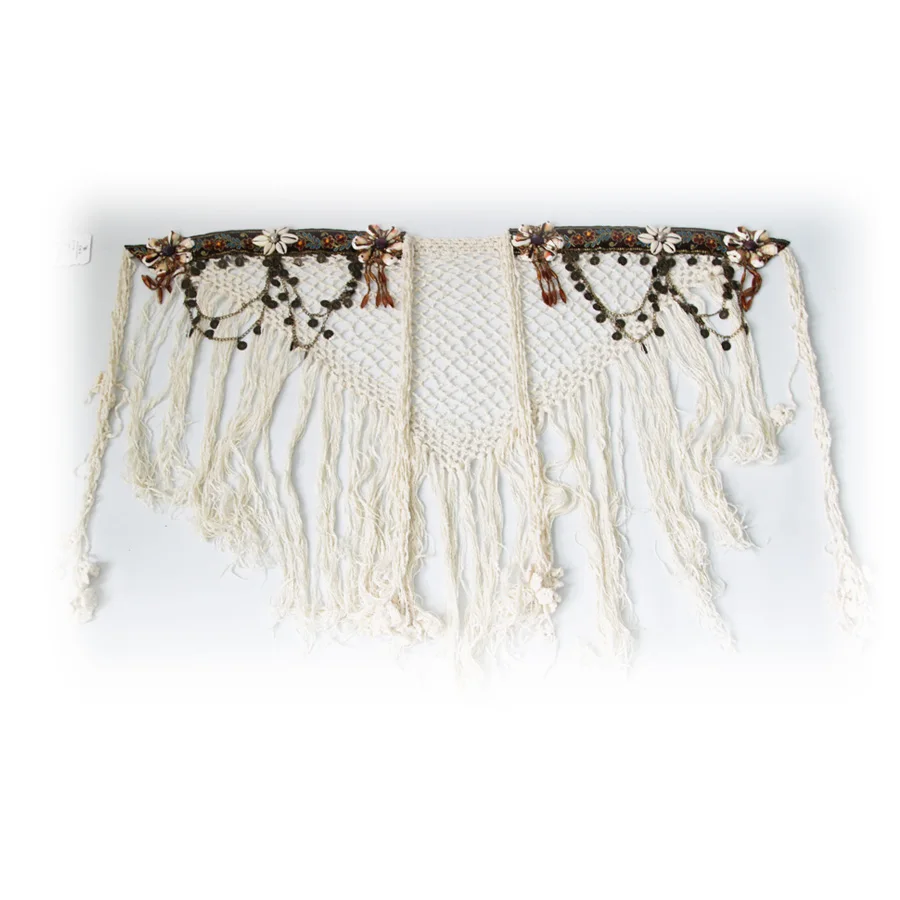 Belly Dance Tribal Hip Scarf White Tassel  Belt for Tribal Style Handmade Dance Accessories