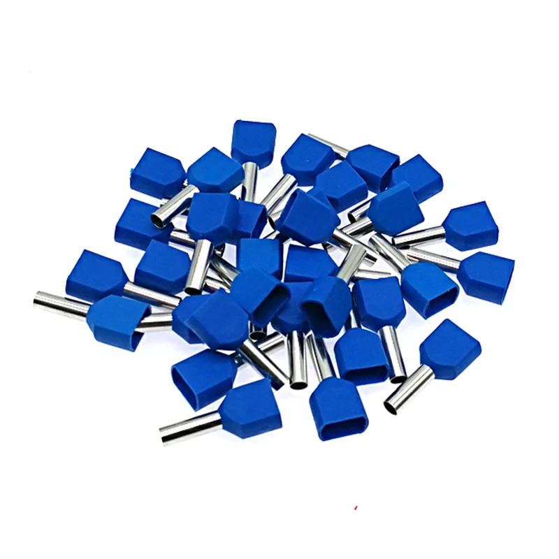 50/20pcs Dual Wire Tube Ferrule Insulated Crimp Terminals TE0508~TE16-14 Electric Double Line Terminales Connector Cable 22-8AWG