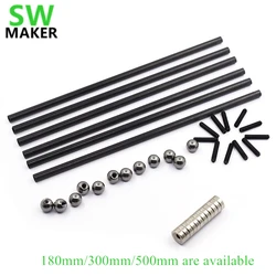 Kossel K800 Delta 180mm/300mm/500mm carbon tube rod set 10mm dia metal ball +12 pcs*magnet 3D printer accessories