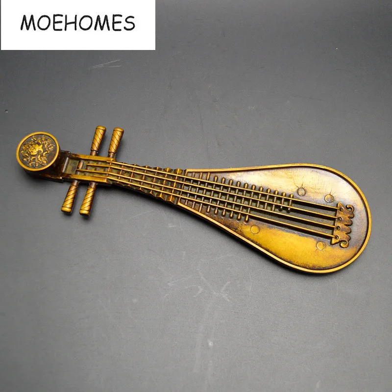 Chinese ancient Musical Instruments home decoration brass bronze crafts Pipa statue metal crafts