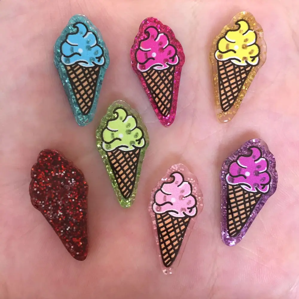 20pcs Mix Resin Gold Powder Ice Cream Flatback Stone Child Scrapbook Wedding DIY F377*2