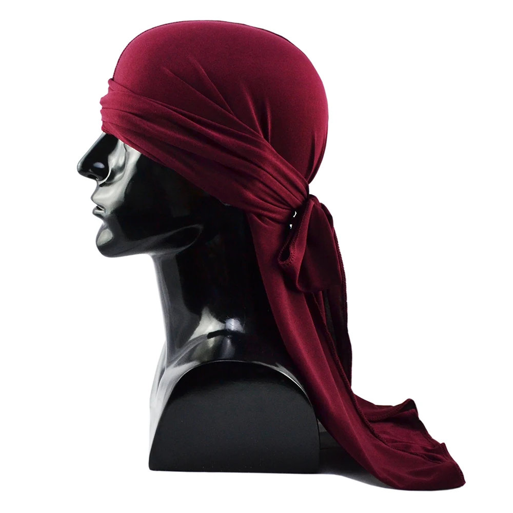 Men\'s Durags Hiphop Bandana Pirate Cap Du Doo Rag Elastic Headbands Biker Turban Headwear Women Hair Accessories Spandex Durag