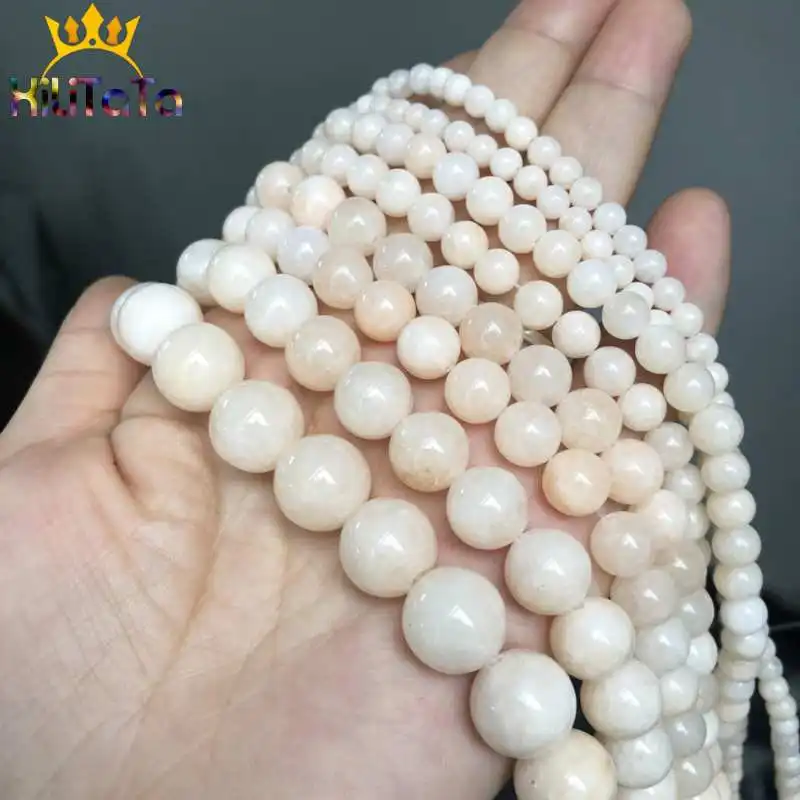 Natural Stone Light Yellow Angelite Beads Round Loose Stone Beads For Jewelry Making DIY Bracelets Accessories 15\