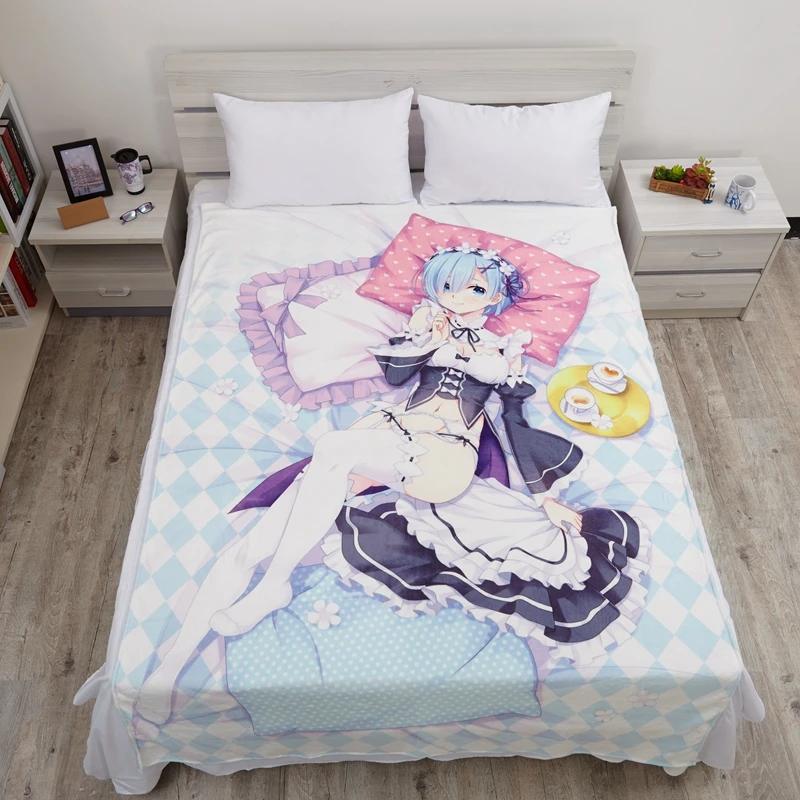 

Anime JK Re : Life in a different world from zero Rem Ram Cosplay Flannel 150*200cm Blanket on Bed Plush Sleep Cover Bedding