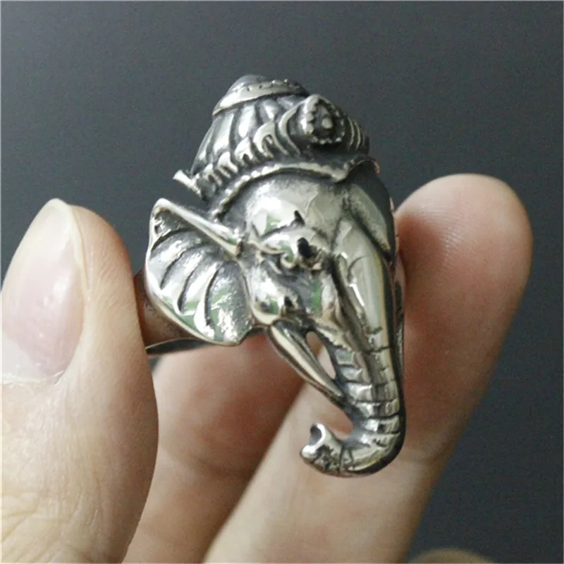 Support Drop Ship Long Polishing Ganesh Ring 100% 316L Stainless Steel Fashion Jewelry Unique Men Boys Ganesh Ring