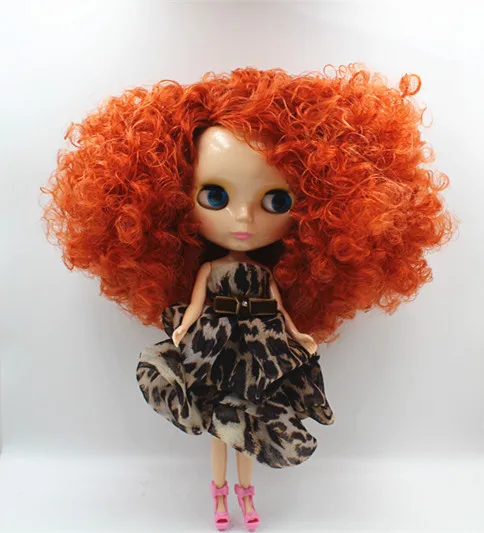 Blygirl Blyth doll Nude doll deep orange explosion curly hair joint body doll 19 joint DIY doll can change makeup