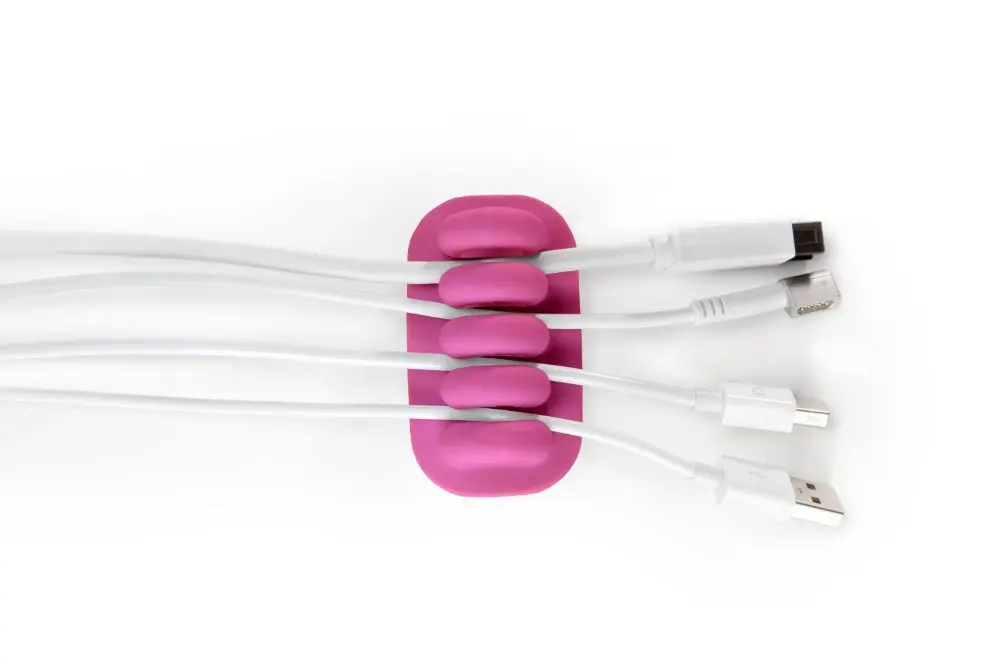 Desktop Cable Management for power cords and charging accessory cables (Pink)