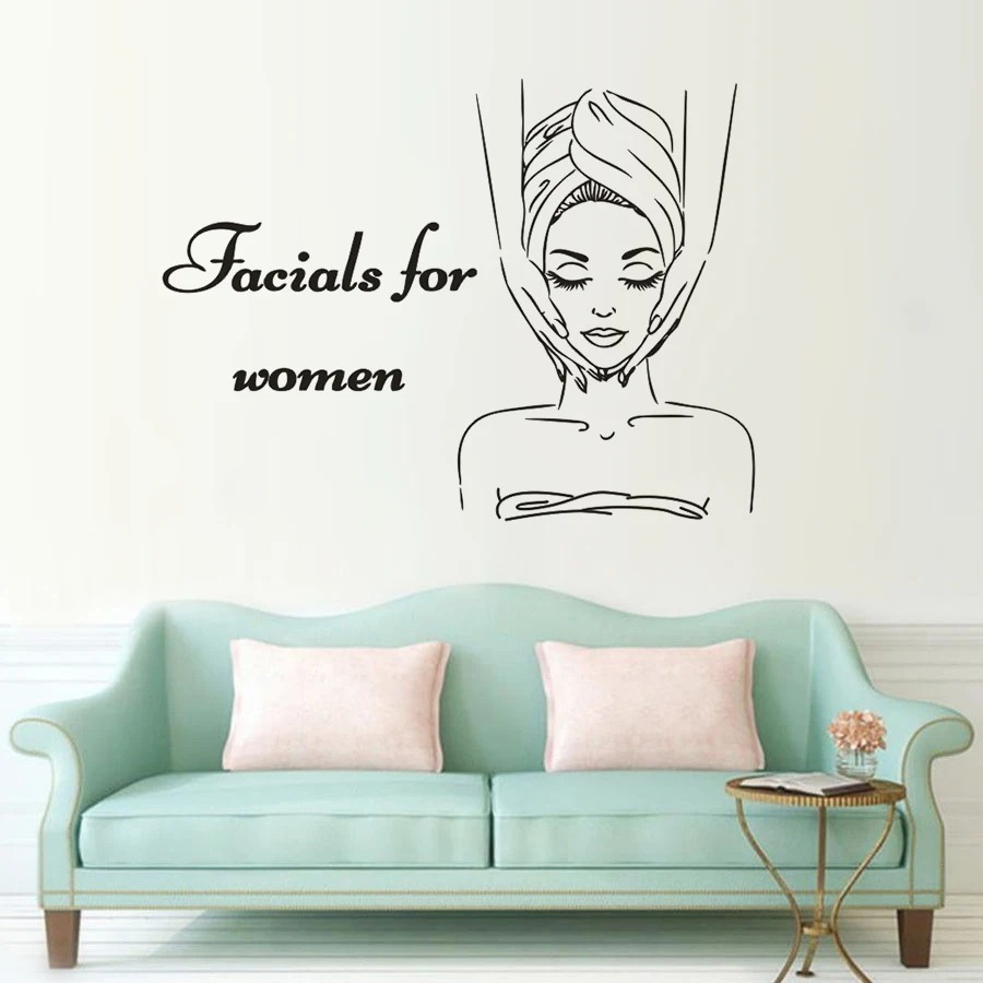 Skin Care Center Wall Decals Facials For Women Logo Wall Stickers Spa Beauty Salon Decor Body Massage Gilrs Wall Art Sticker N17