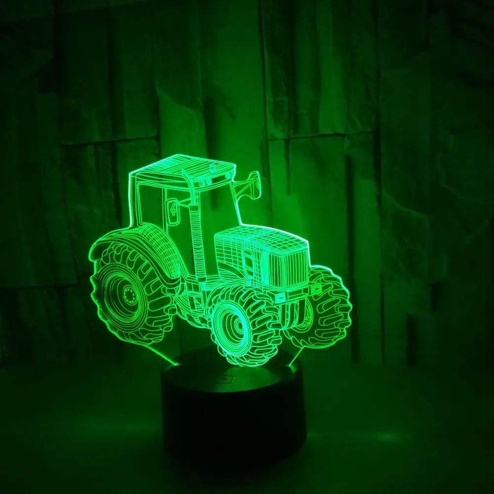 New Tractor 3d Nightlight 7 Colorful Touch Remote  3d Lamp Creative Gifts Atmosphere Stereo Usb Led 3d Light Fixtures