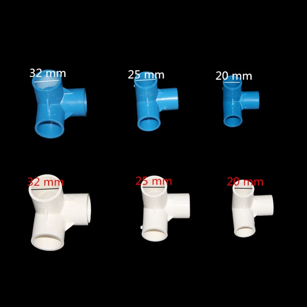 PVC Pipe 3-ways Connectors 20/25/32mm Inner Dia. Agriculture Plant Watering Main Pipe Fitting Industry 3-Ways Stereo Joints