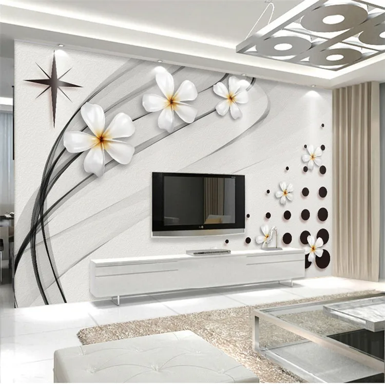 

Custom 3D Photo Wallpaper Black And White Fashion Flower Stereoscopic Relief TV Background Decor Wall Painting Mural Wallpapers