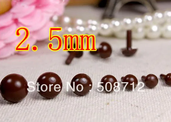 

Free shipping!!!!300pcs mini 2.5mm brown Plastic Safety Pin Eyes Stuffed Wool Felted Animals Dolls/brown eyes beads