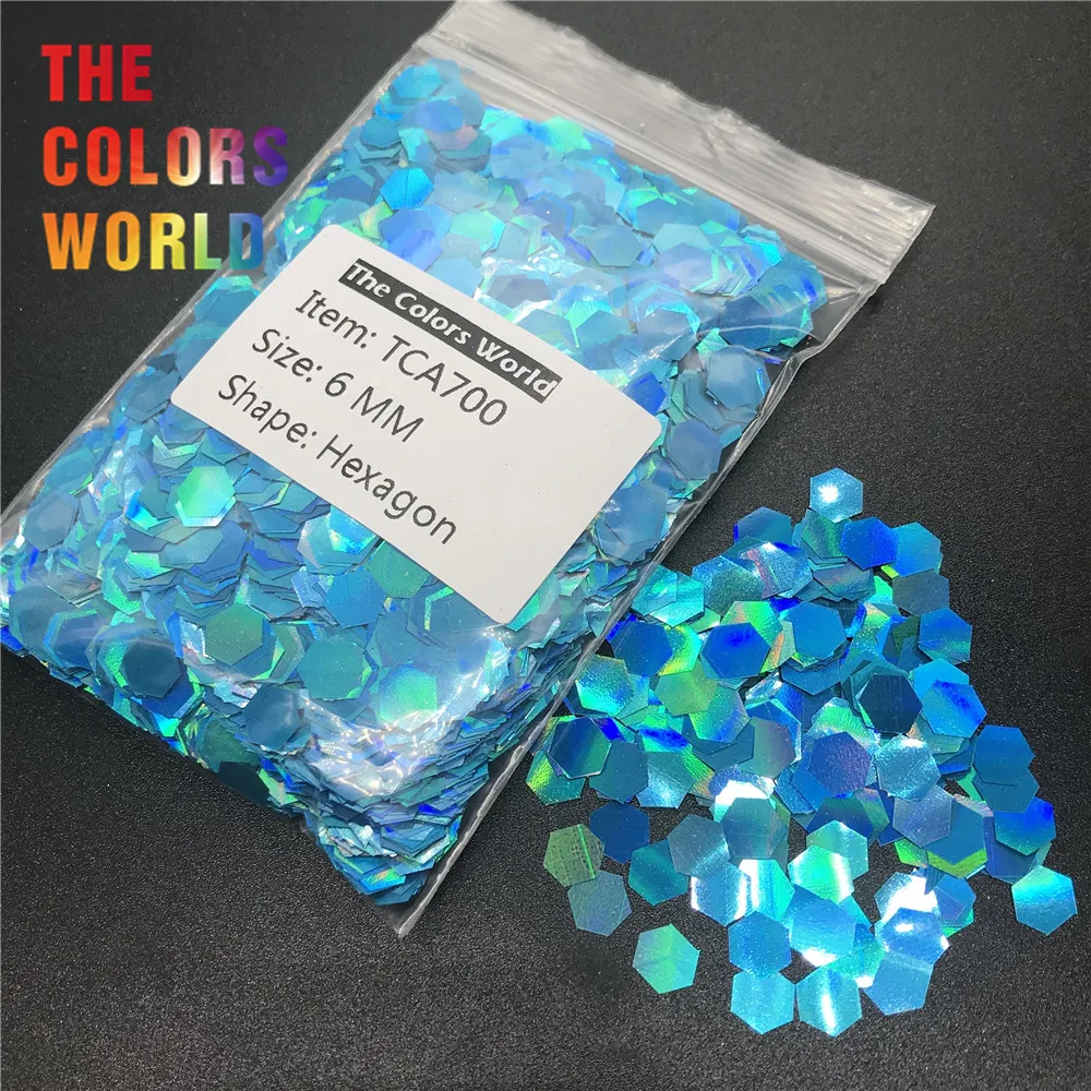 

TCA700 Holographic Laser Blue Color Hexagon Shape Nail Glitter For Nail Decorations Nail Gel Makeup Facepaint DIY Accessorie