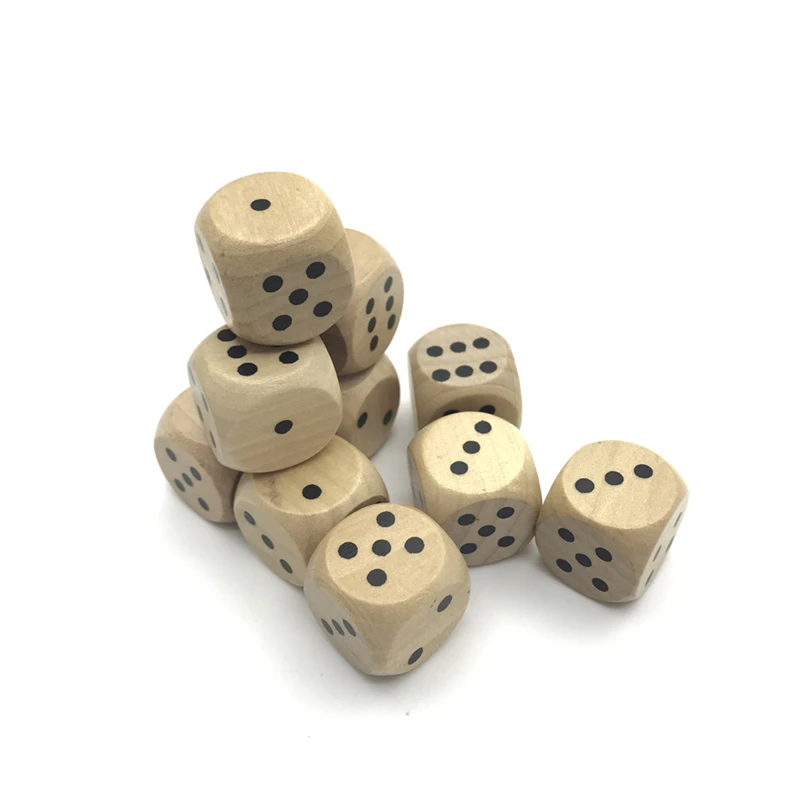 Yernea High-quality 6Pcs 20mm Wooden Dice Solid Wood Rounded Corner Drinking Dice Children Interesting Teaching Point Dice Set