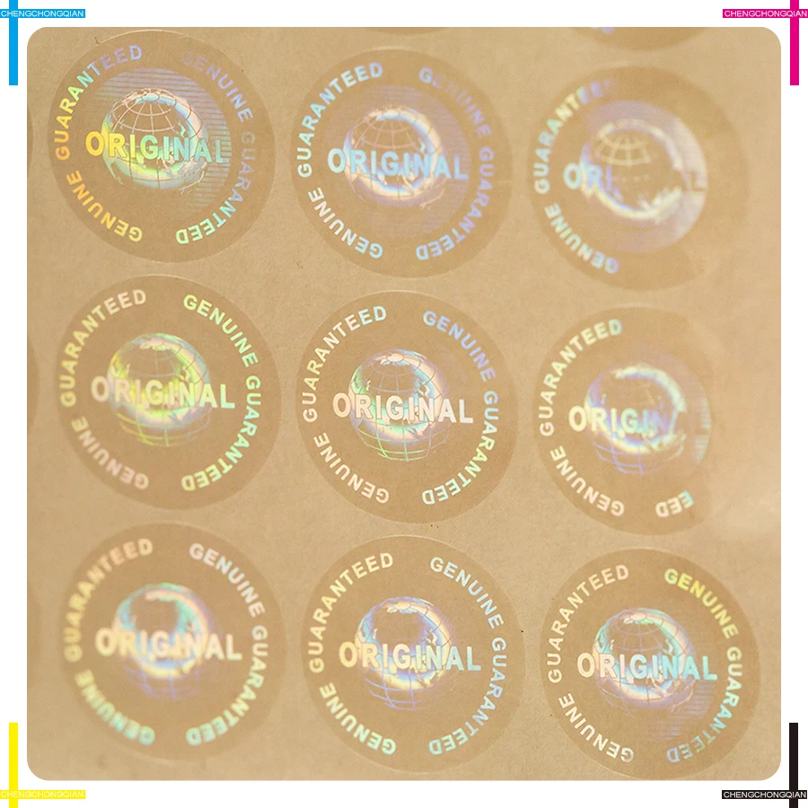 مخصص الهولوغرام حقيقية مضمونة ومبتكرة الهولوغرام ملصقا متعددة الألوان تصميم العالمية ضياء. 20 مللي متر 2000 قطعة