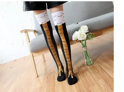 10pairs/lot punk style Cute Long Over Knee High stocking Funny Female Women Girls Chicken stocking free