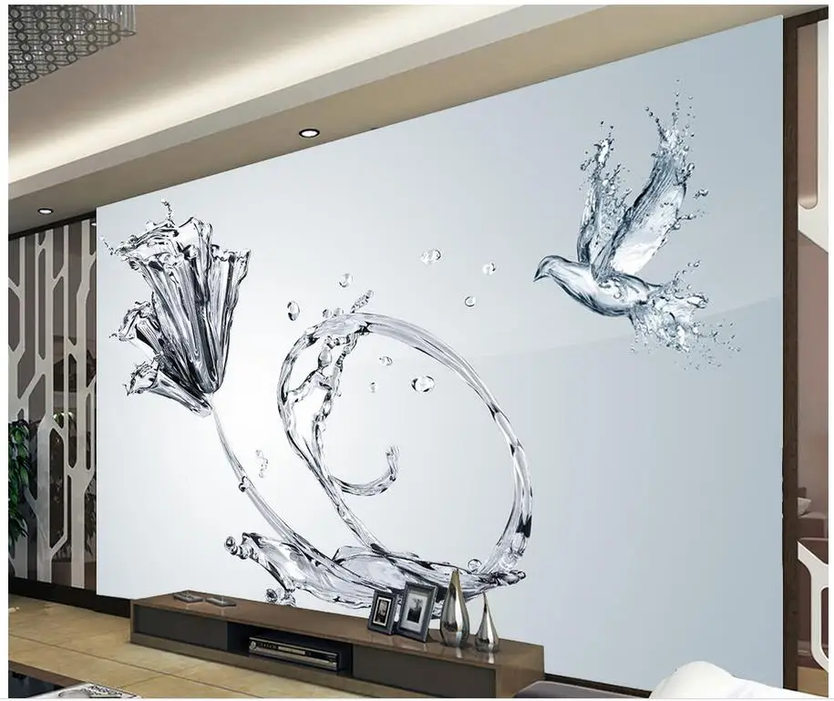 

Home Decoration 3d stereoscopic wallpaper TV backdrop decorative painting flower water custom wall mural