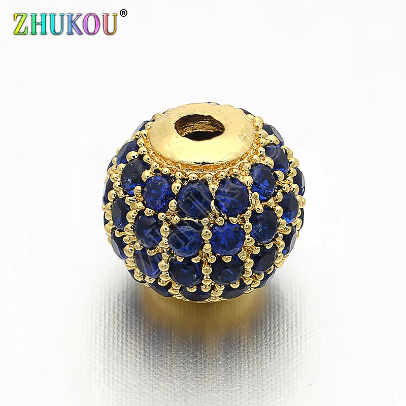 8mm Popular Brass Cubic Zirconia Spacer Beads DIY Jewelry Bracelet Necklace Making, Mixed Color, Model: VZ13/VZ14