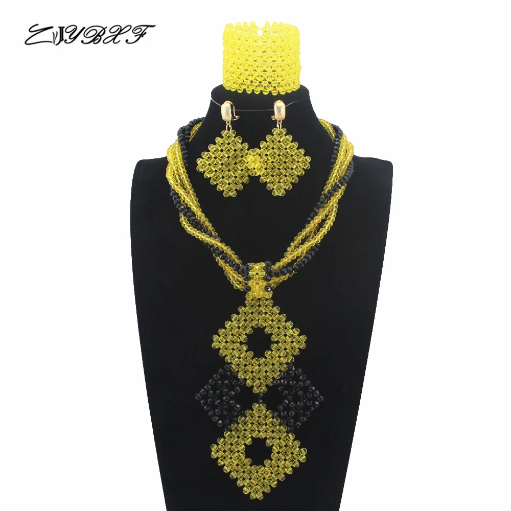 

Fabulous Nigerian Crystal Beads Necklace Jewelry Set Handmade Mix Square African Style Wedding Jewelry Set Free Shipping HD7797