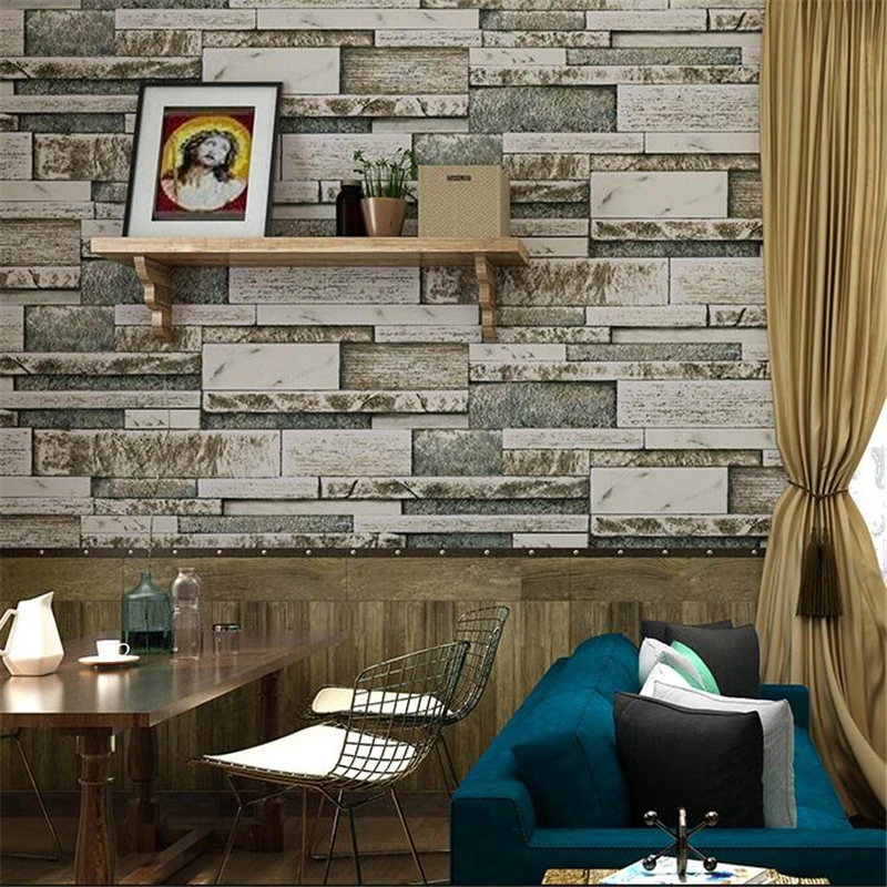 

wellyu Retro wall paper marble brick antique brick industrial wind wallpaper restaurant clothing store barber shop wall paper