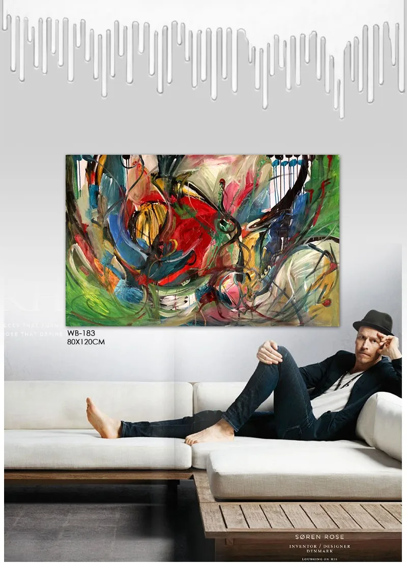 Street art graffiti faction Modern abstract painting red green graffiti painted original home decor office canvas art wall