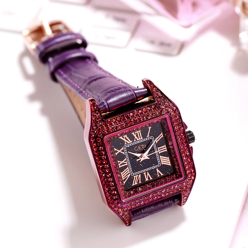 جدي الفاخرة حجر الراين أعلى الساعات للنساء الكوارتز الإناث المعصم ووتش أزياء السيدات ساعة الفتيات ساعة اليد جلدية حزام جديد