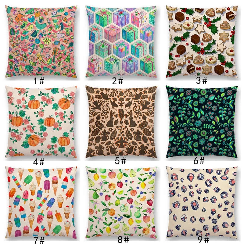 

New Cute Christmas Gift Fruit Pumpkin Ice Cream Interesting Art Colorful Decorative Pattern Cushion Cover Sofa Throw Pillow case