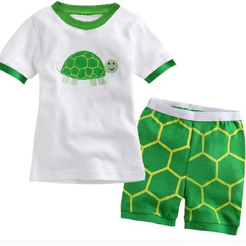 2026 Summer Boys Pajamas Sets Short Sleeve Children\'s Sleepwear 100% Cotton Kids Pijama Boy Pyjama Red Vehicle nightgown bottom