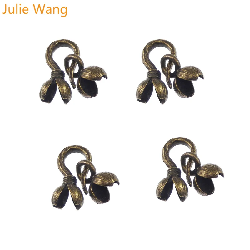 Julie Wang 8PCS Crafts Charms Bracelet Retro Bodhi Flowers Pendants Necklace Connectors Handmade DIY Jewelry Findings Accessory