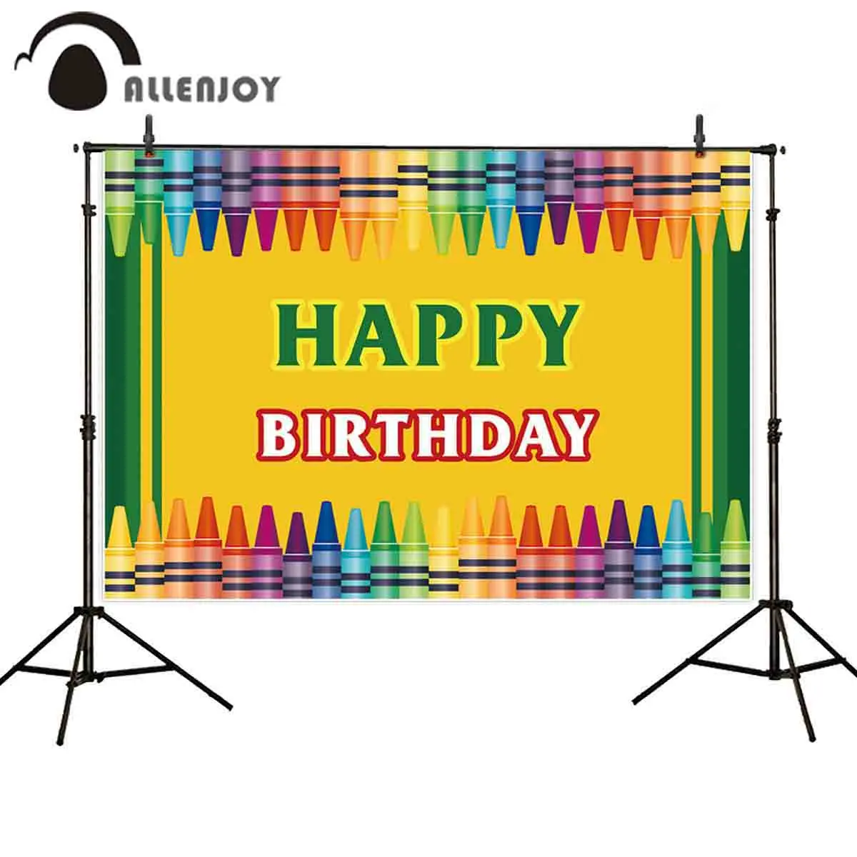 

Allenjoy birthday photography backdrop colorful crayons yellow background party celebration photographic photobooth photocall