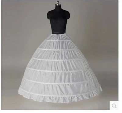 O envio gratuito de alta qualidade branco 6 aros petticoat crinoline deslizamento underskirt para vestido casamento vestido de noiva em estoque 2018