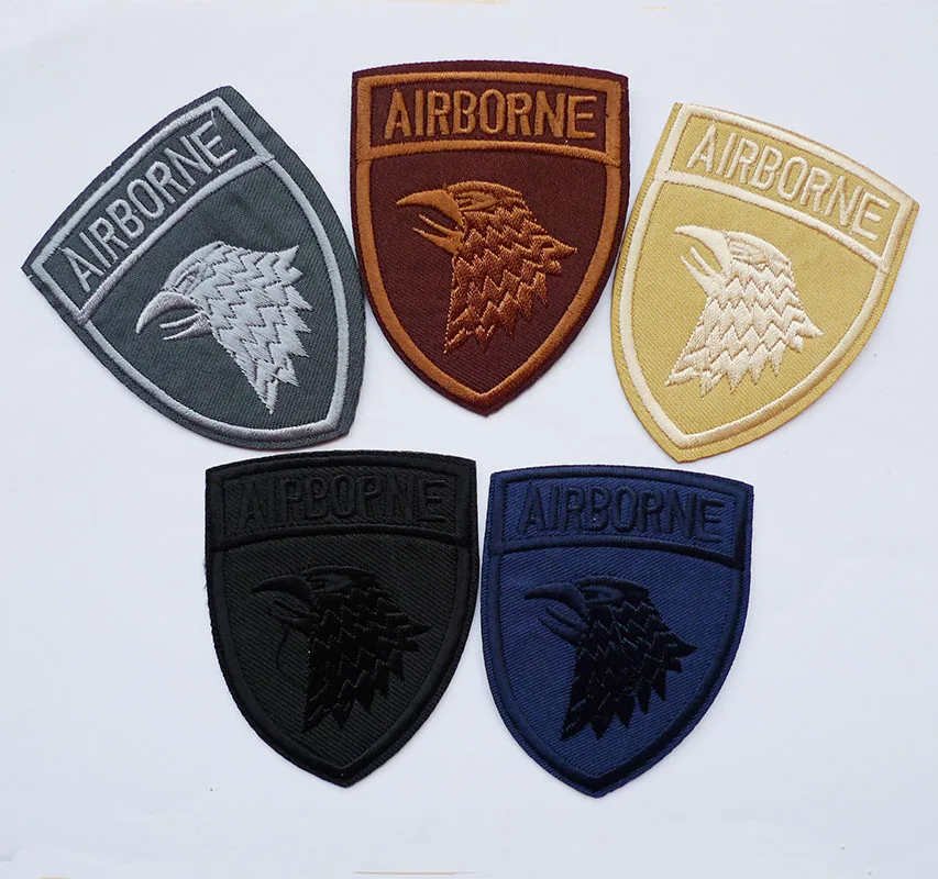 1 Pcs Airborne Badges Iron On Patches Hot Melt Embroidery Applique Sewing For Clothes Apparel Stickers Stripes Dress Accessories