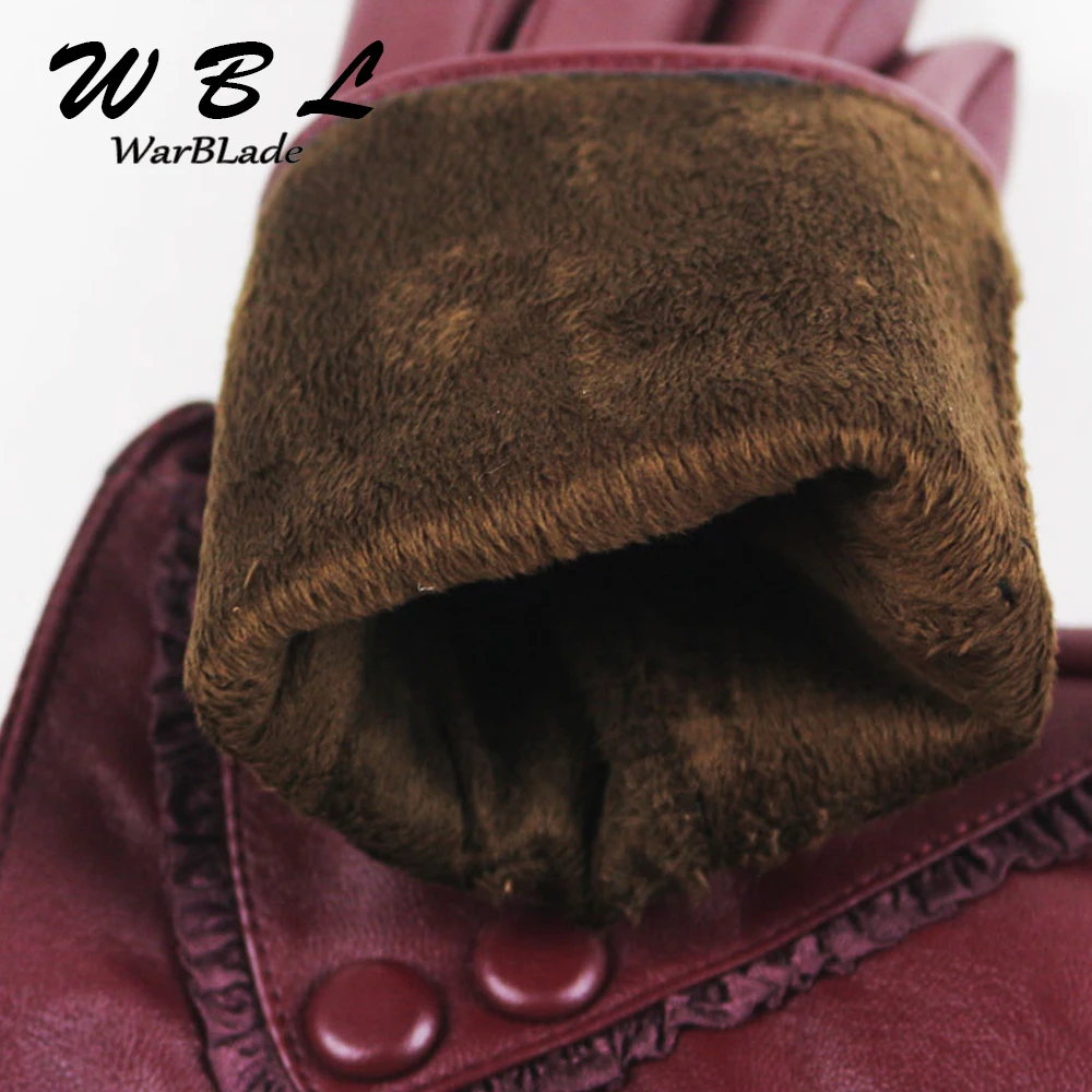 WarBLade Touch Screen PU Leather Gloves Women Winter Mittens Warm Gloves For Woman Winter Glove guantes mujer European style