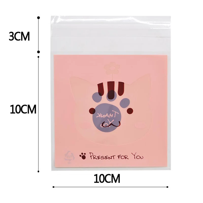 25/50pcs 10x10cm Cute Cartoon Gifts Bags Cookie Packaging Self-adhesive Plastic Bags For Biscuits Candy Food Cake Package