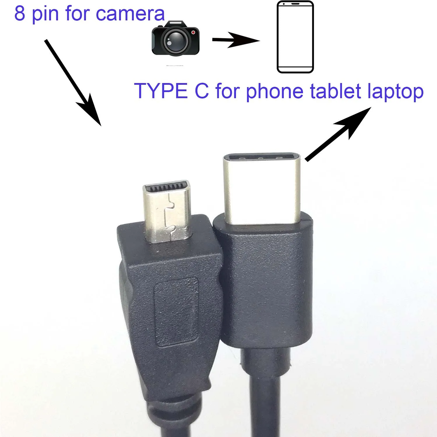 TYPE C OTG CABLE FOR NIKON Coolpix S640 S6200 S6100 S560 S5200 S5100 S500 S4300 camera to phone edit picture video