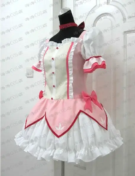 

Puella Magi Madoka Magica Magical Girl Kaname Madoka Cosplay Costume Short Ball Dress With Bowknots Cosplay Costume