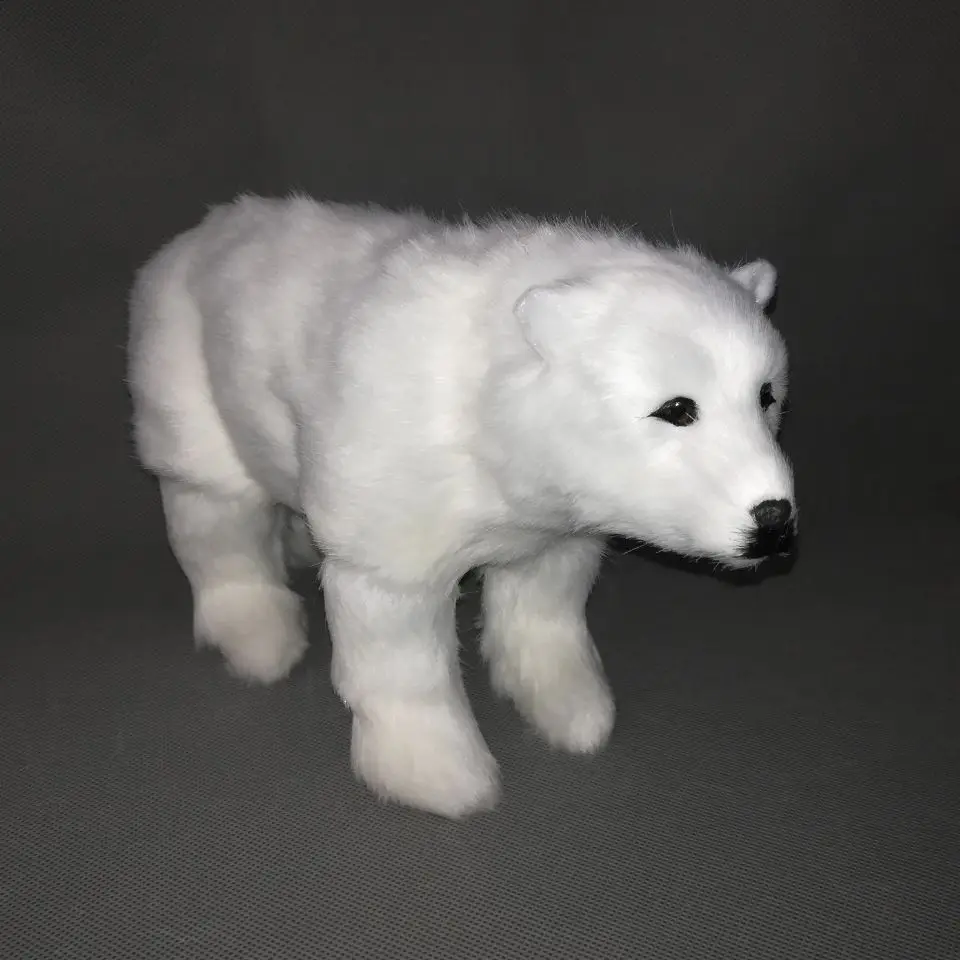 

about 30x20cm plastic&furs polar bear hard model white bear craft home decoration toy gift w0218