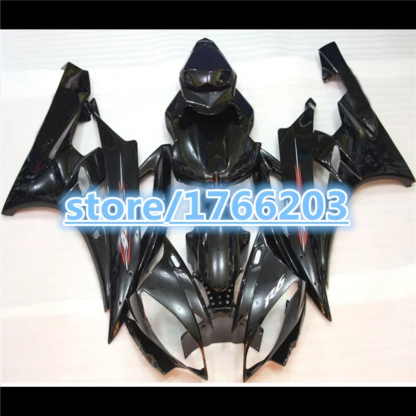 

Injection Gloss black For 06-07 YZF-R6 YZF R6 YZF 600 06 07 YZF600 ALL Black YZFR6 2006 2007 Fairing Ning