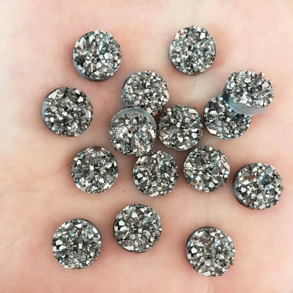 80pcs AB Resin Bling Irregularity surface Ore crystal 10mm Round flatback rhinestone Ornament DIY Wedding appliques craft SW88*2