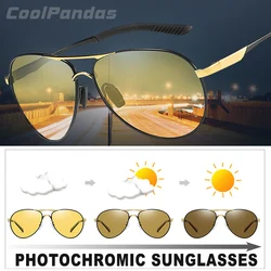 Unisex Aviation Sunglasses Polarized Man Photochromic Day Night Vision Glasses Woman Yellow Lens Chameleon Driving Goggle UV400
