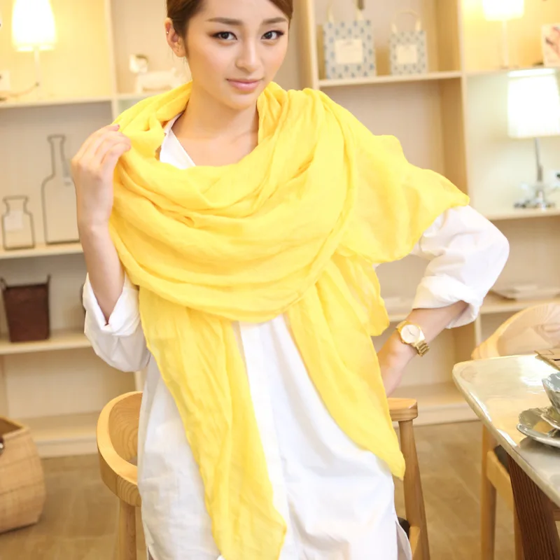 New arrival solid color veil scarfs spring and autumn women's solid color Solid cotton scarf drop shipping шарфик на шею