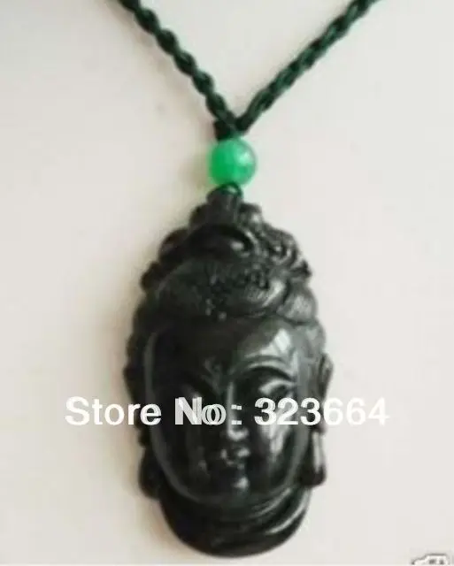 Hot Sell!  Superb black carved Buddha head pendant necklace