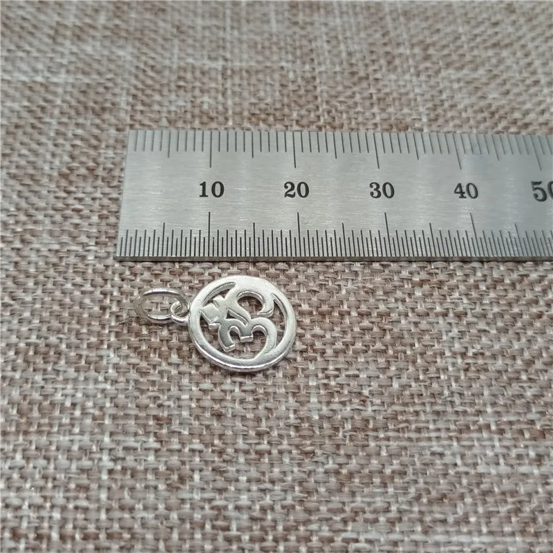 5pcs of 925 Sterling Silver OM Charms 11mm for Yoga Meditation Bracelet Necklace - Image 2