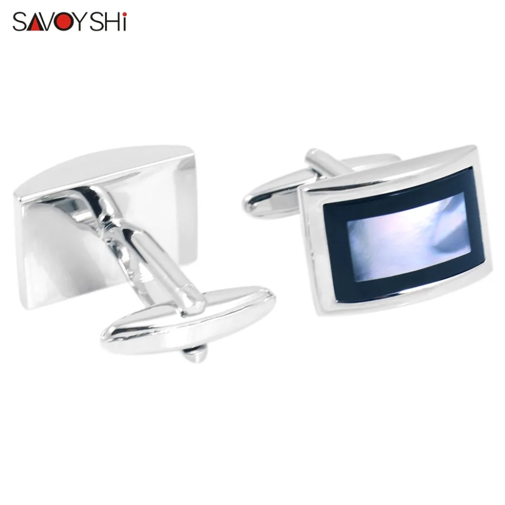 SAVOYSHI Luxury Shell Cufflinks for Mens Shirt Brand Cuff bottons High Quality Square Wedding Cufflinks Fashion Gift Men Jewelry