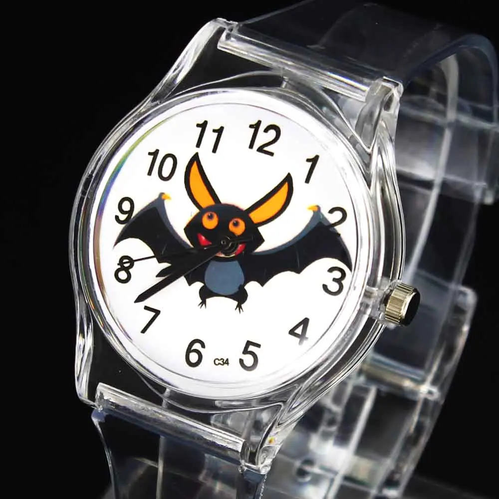 Vampire Bat Wing Halloween Devils Kids Children Baby Boy Girl Sport Unisex Transparent Band Wrist Watch