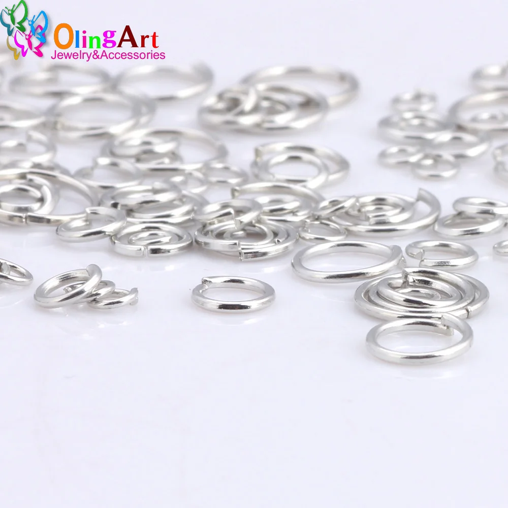 OlingArt Rhodium plating Jump Ring 6mm/8mm/9mm/10mm/12mm link loop Mixed size DIY Jewelry making Connector Wire diameter 1.0MM