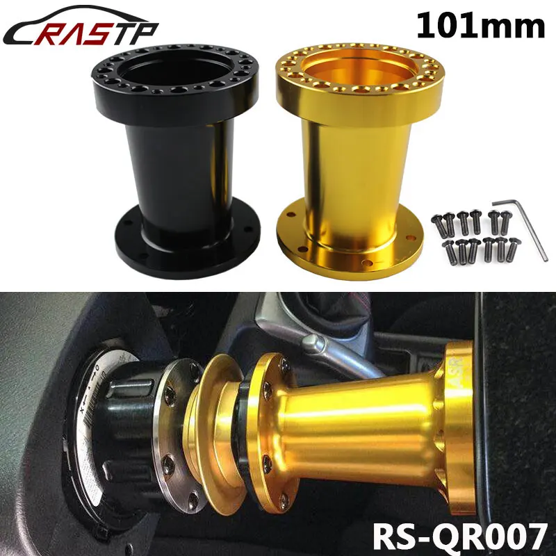 RASTP-51mm 76mm 101mm Height Steering Wheel Quick Release Snap off Hub Adapter Boss Kit Gold Black RS-QR007