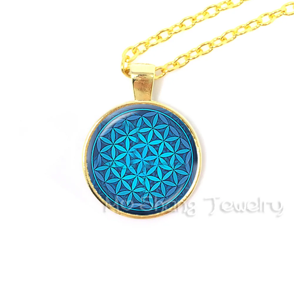 Wholesale Round Glass Choker Necklace Mandala Pendant Purple and Blue Mandala Necklace Silver Plated Necklaces Vintage